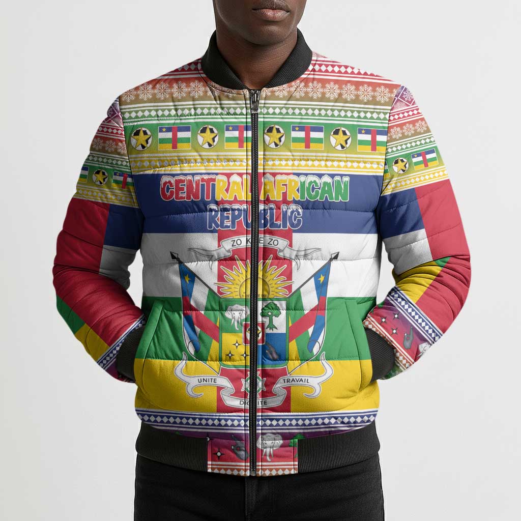 Central African Republic Christmas Bomber Puffer Jacket Joyeux Noel