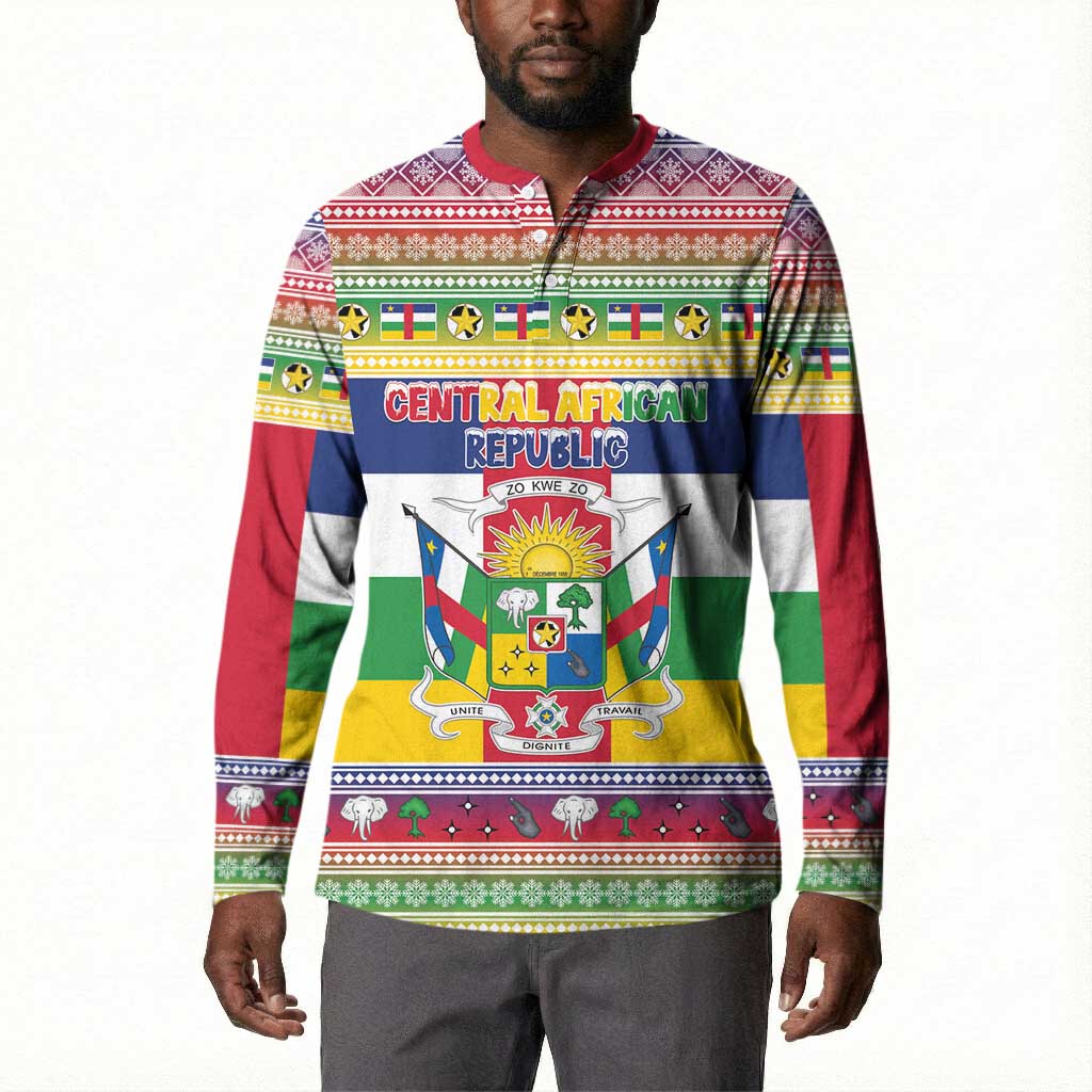 Central African Republic Christmas Button Sweatshirt Joyeux Noel