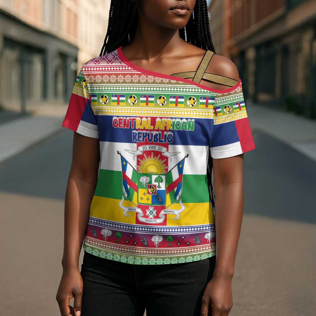 Central African Republic Christmas Cross Shoulder Shirt Joyeux Noel