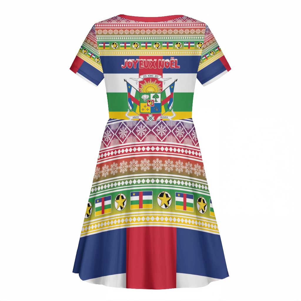 Afro Christmas in Central African Republic Kid Short Sleeve Dress Merry Christmas - African Pride