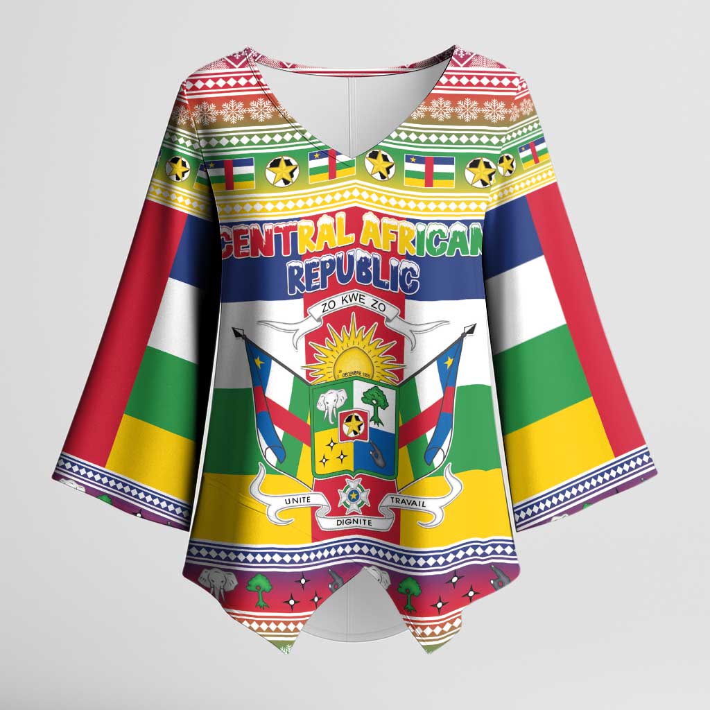 Central African Republic Christmas Kimono Sleeve Blouse Joyeux Noel