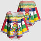 Central African Republic Christmas Kimono Sleeve Blouse Joyeux Noel