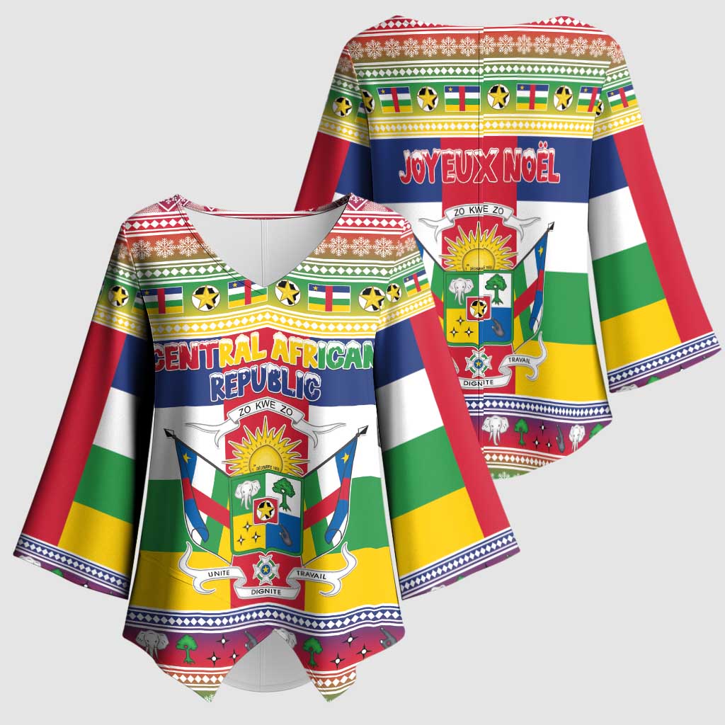 Central African Republic Christmas Kimono Sleeve Blouse Joyeux Noel