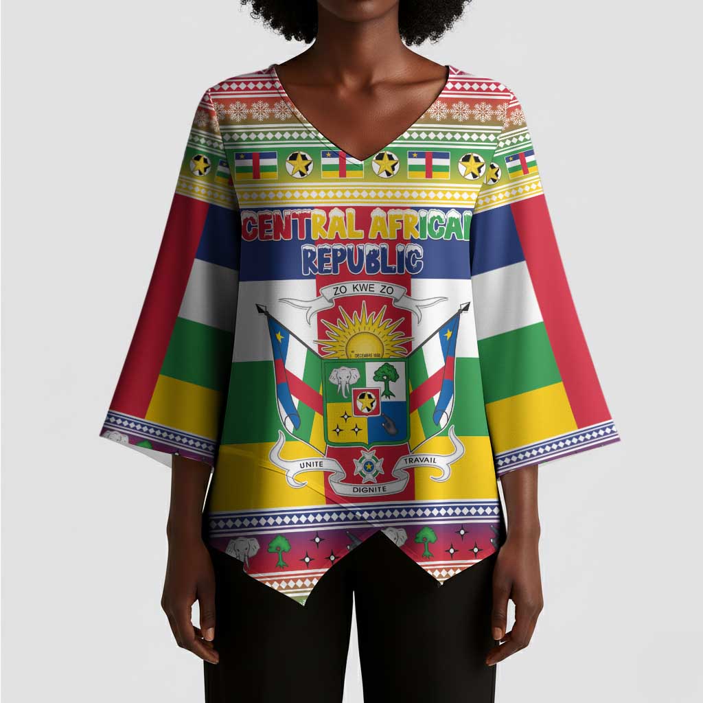Central African Republic Christmas Kimono Sleeve Blouse Joyeux Noel