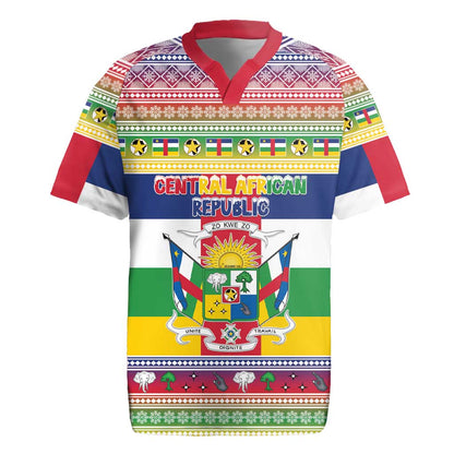 Afro Christmas in Central African Republic Rugby Jersey Merry Christmas - African Pride