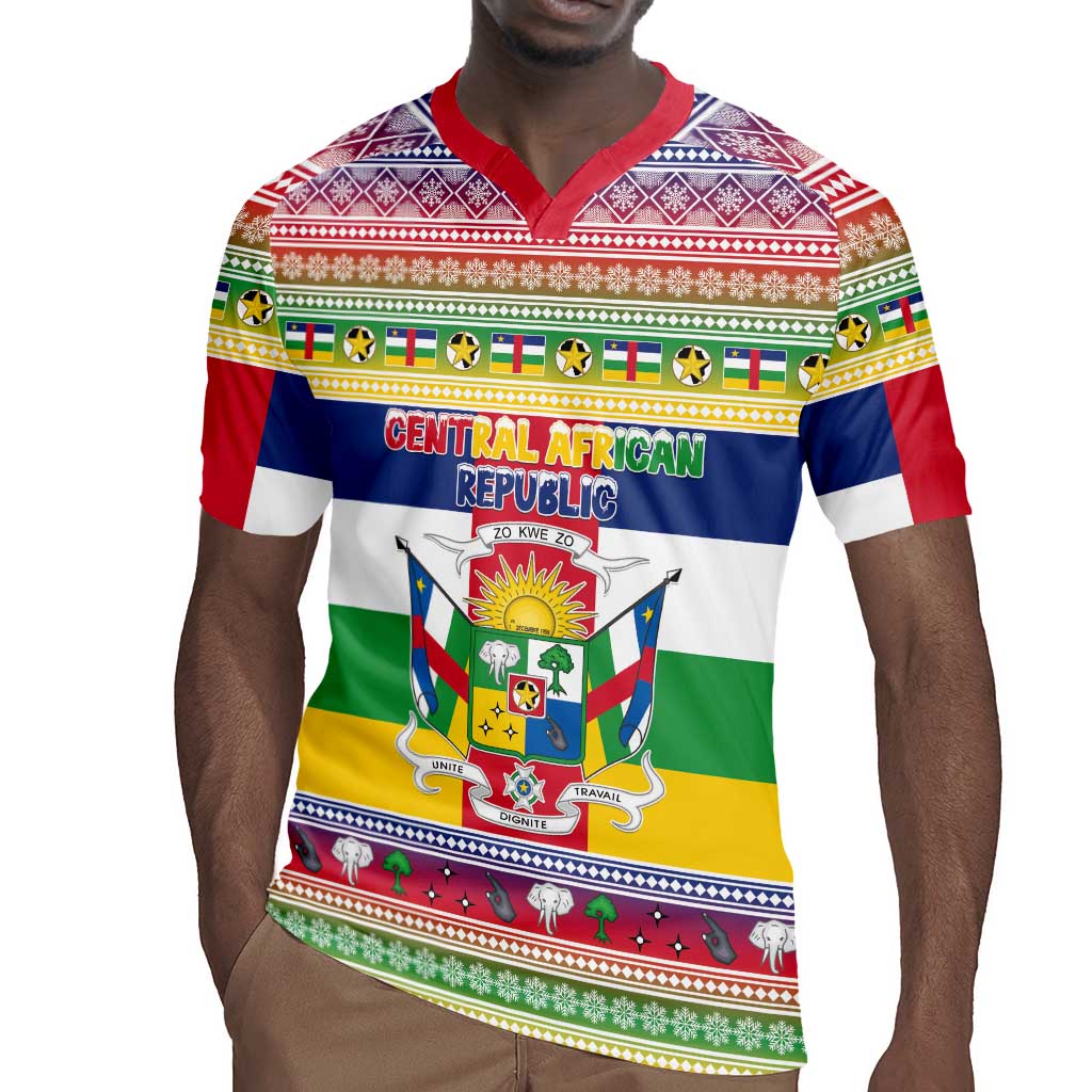 Afro Christmas in Central African Republic Rugby Jersey Merry Christmas - African Pride