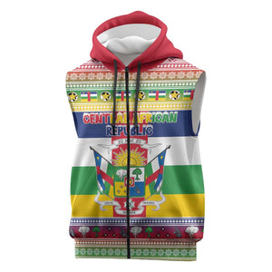 Afro Christmas in Central African Republic Sleeveless Zip Hoodie Merry Christmas - African Pride