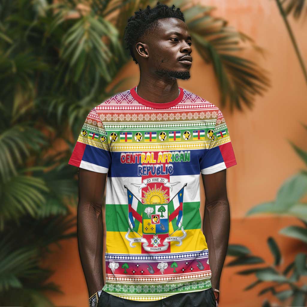 Afro Christmas in Central African Republic T shirt Merry Christmas - African Pride