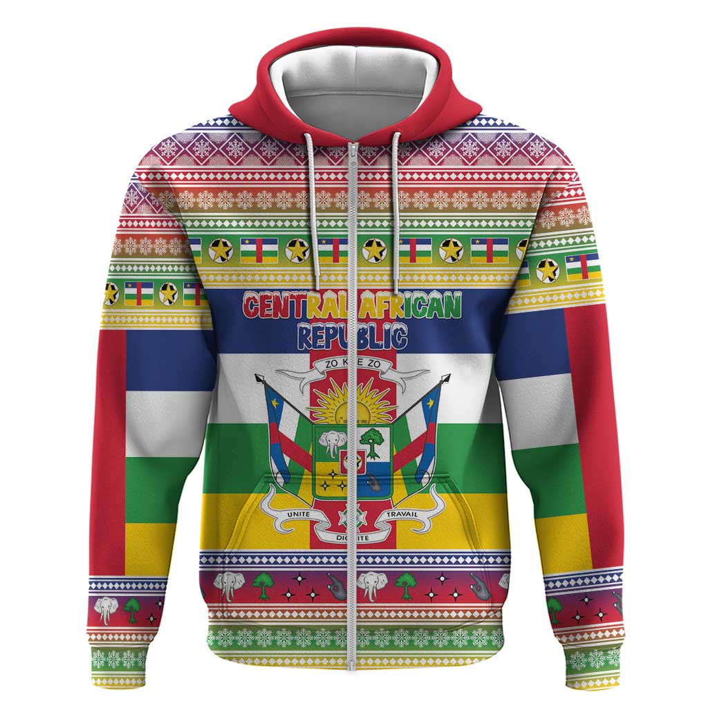 Afro Christmas in Central African Republic Zip Hoodie Merry Christmas - African Pride