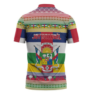 Central African Republic Christmas Zipper Polo Shirt Joyeux Noel