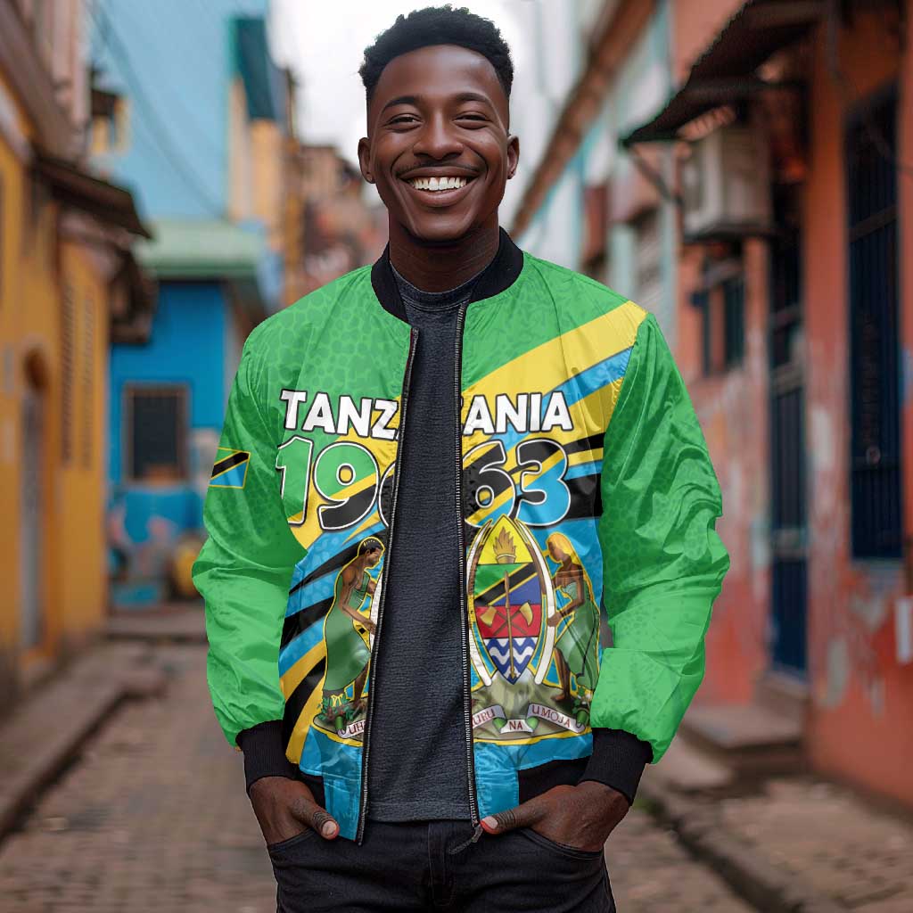 Personalized Tanzania Uhuru Day Bomber Jacket Coat Of Arms - Sports Style - African Pride