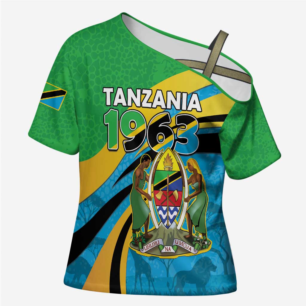 Personalized Tanzania 1963 Cross Shoulder Shirt Happy Independence Day