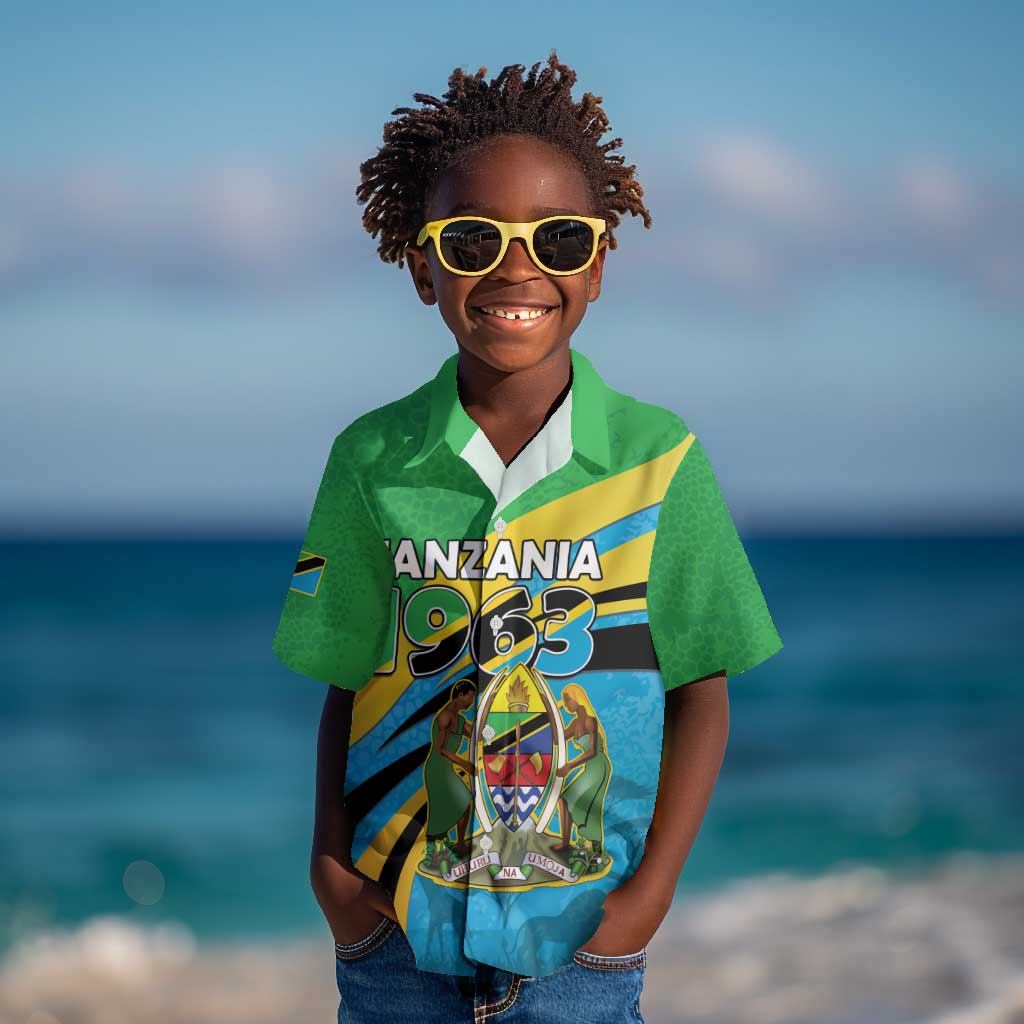 Personalized Tanzania Uhuru Day Kid Hawaiian Shirt Coat Of Arms - Sports Style - African Pride