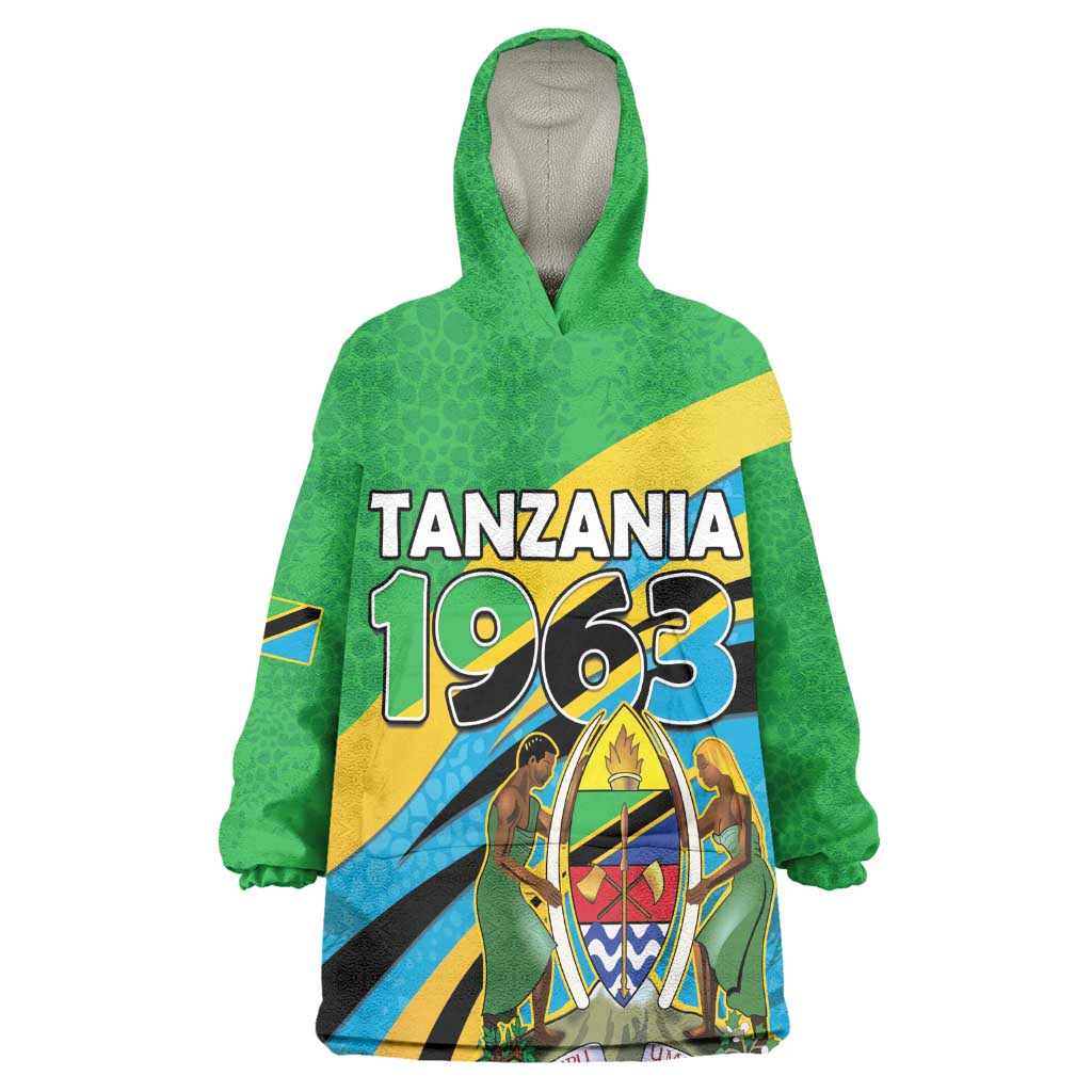 Personalized Tanzania Uhuru Day Kid Wearable Blanket Hoodie Coat Of Arms - Sports Style - African Pride