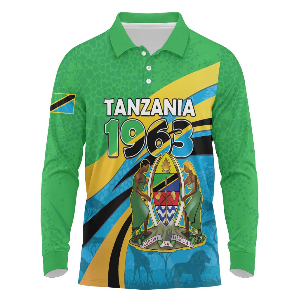Personalized Tanzania Uhuru Day Long Sleeve Polo Shirt Coat Of Arms - Sports Style - African Pride