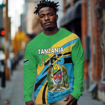 Personalized Tanzania Uhuru Day Long Sleeve Shirt Coat Of Arms - Sports Style - African Pride