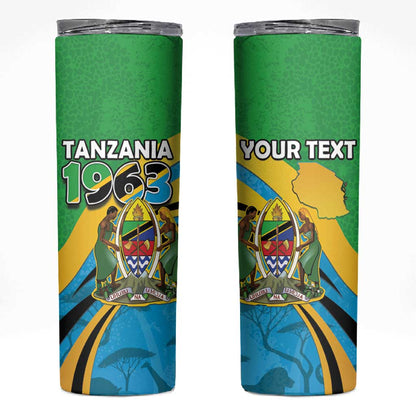 Personalized Tanzania Uhuru Day Skinny Tumbler Coat Of Arms - Sports Style - African Pride