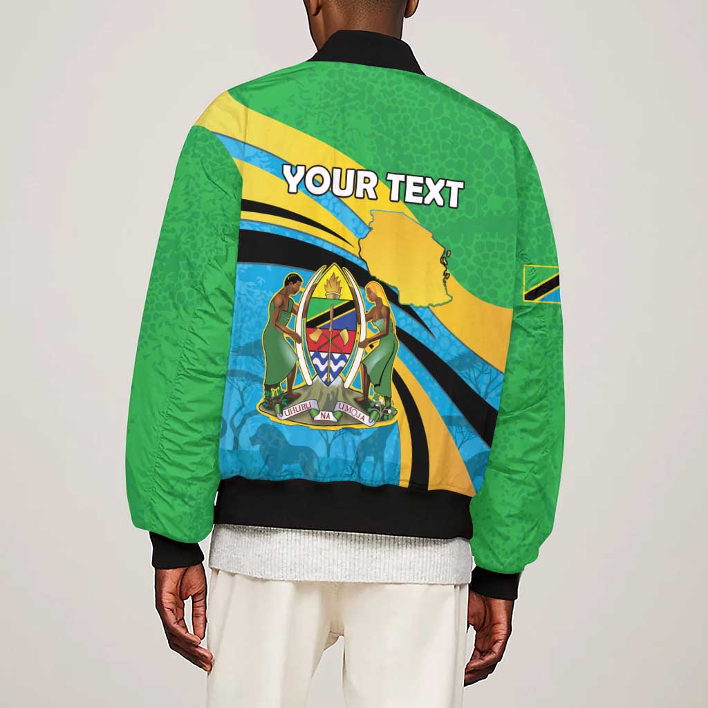 Personalized Tanzania Uhuru Day Sleeve Zip Bomber Jacket Coat Of Arms - Sports Style - African Pride