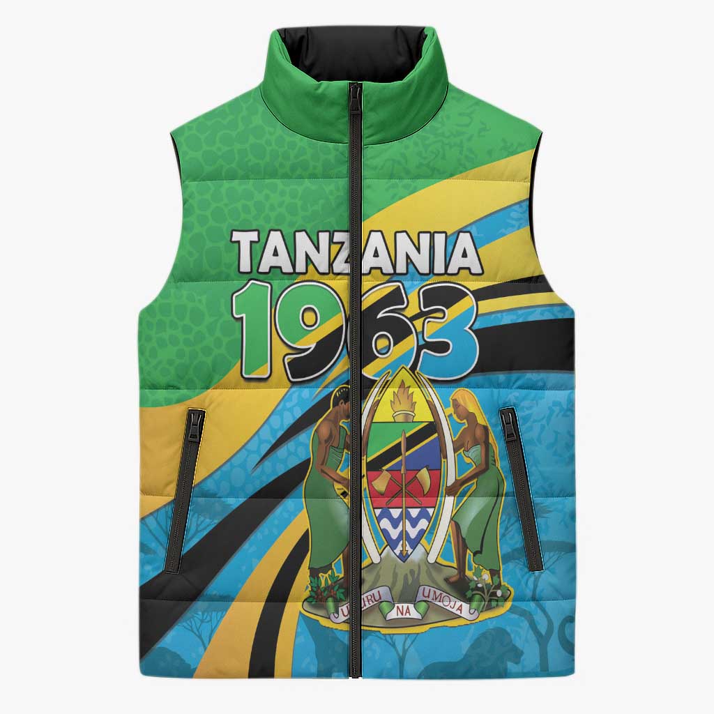 Personalized Tanzania 1963 Sleeveless Puffer Jacket Happy Independence Day