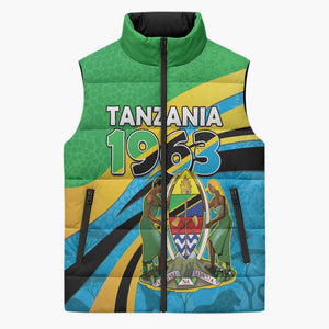 Personalized Tanzania 1963 Sleeveless Puffer Jacket Happy Independence Day