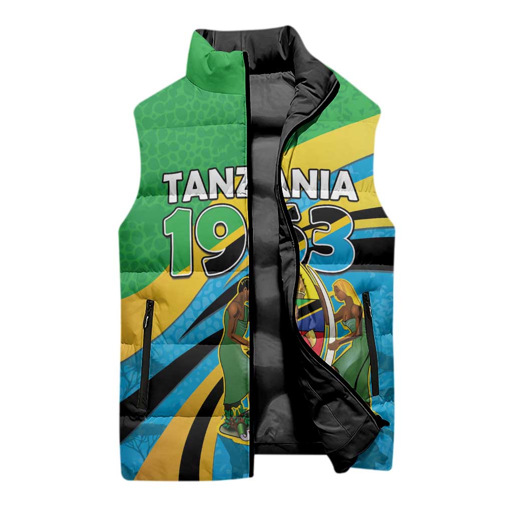 Personalized Tanzania 1963 Sleeveless Puffer Jacket Happy Independence Day