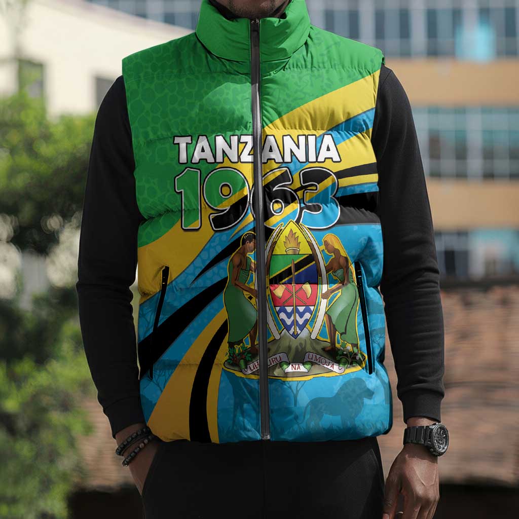 Personalized Tanzania 1963 Sleeveless Puffer Jacket Happy Independence Day