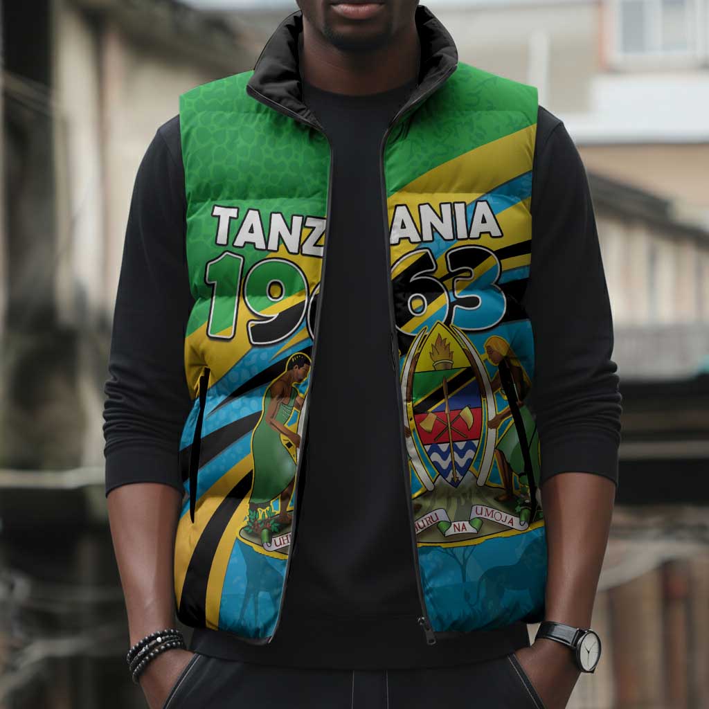 Personalized Tanzania 1963 Sleeveless Puffer Jacket Happy Independence Day