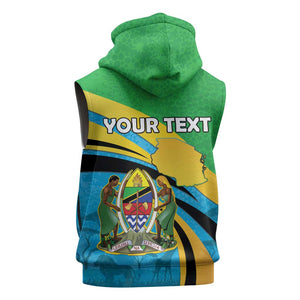 Personalized Tanzania Uhuru Day Sleeveless Zip Hoodie Coat Of Arms - Sports Style - African Pride