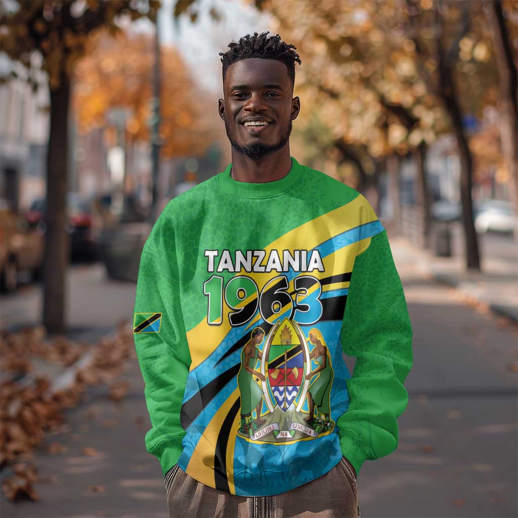 Personalized Tanzania Uhuru Day Sweatshirt Coat Of Arms - Sports Style - African Pride