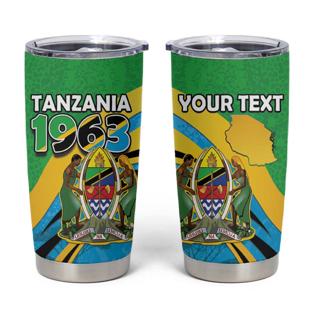 Personalized Tanzania Uhuru Day Tumbler Cup Coat Of Arms - Sports Style - African Pride