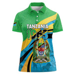 Personalized Tanzania Uhuru Day Women Polo Shirt Coat Of Arms - Sports Style - African Pride