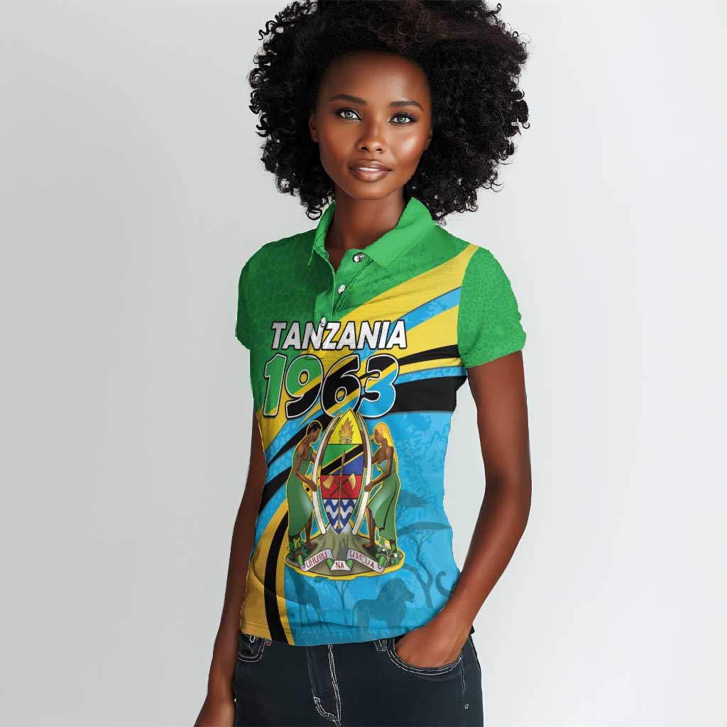 Personalized Tanzania Uhuru Day Women Polo Shirt Coat Of Arms - Sports Style - African Pride