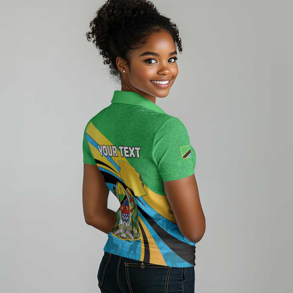 Personalized Tanzania Uhuru Day Women Polo Shirt Coat Of Arms - Sports Style - African Pride
