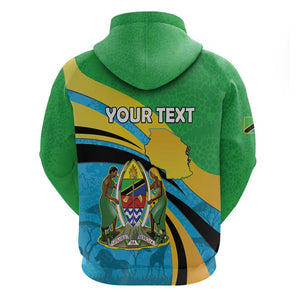 Personalized Tanzania Uhuru Day Zip Hoodie Coat Of Arms - Sports Style - African Pride