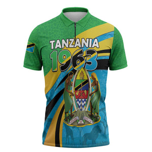 Personalized Tanzania 1963 Zipper Polo Shirt Happy Independence Day
