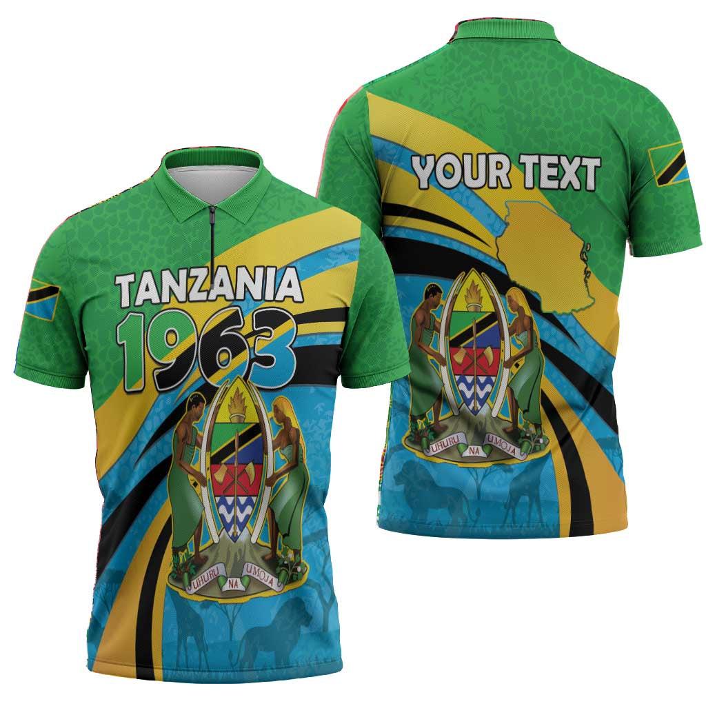 Personalized Tanzania 1963 Zipper Polo Shirt Happy Independence Day
