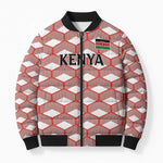 Personalized Kenya Athletics White Jersey Bomber Puffer Jacket