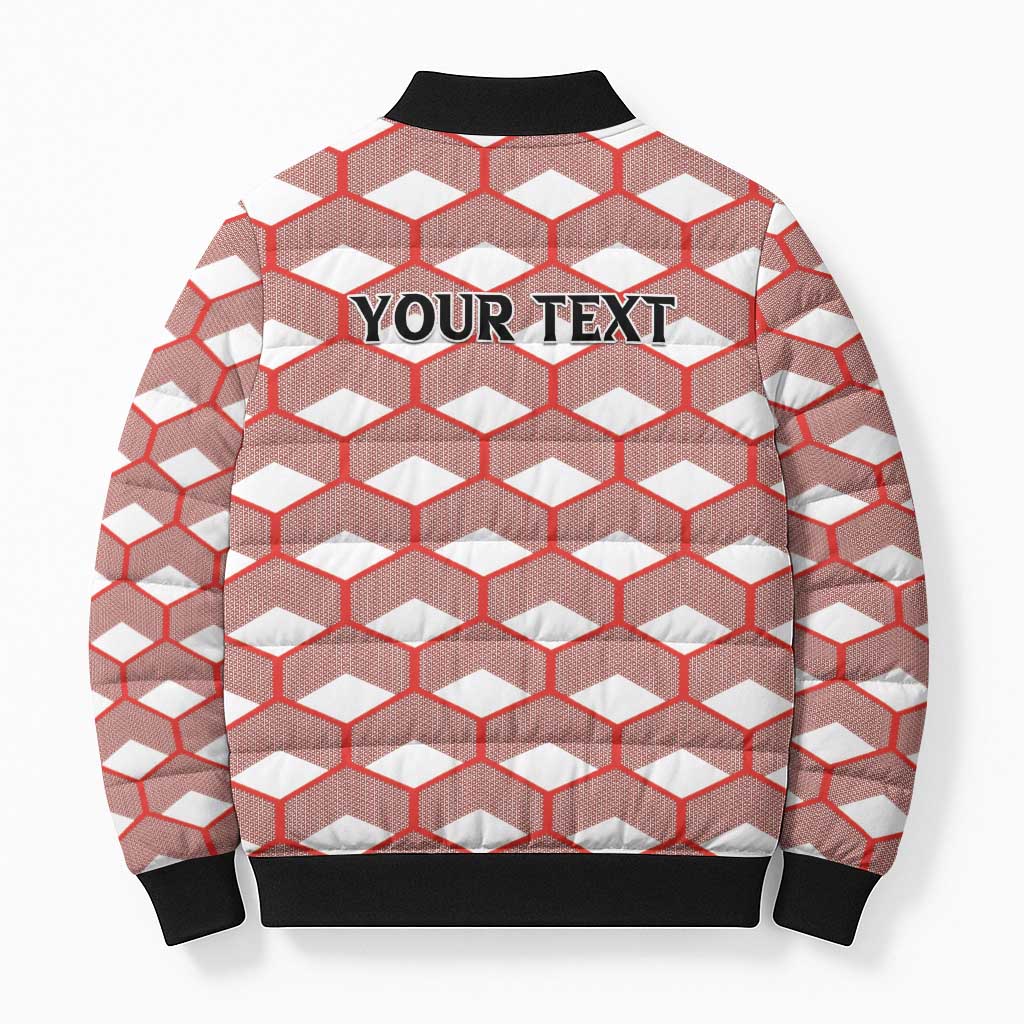 Personalized Kenya Athletics White Jersey Bomber Puffer Jacket
