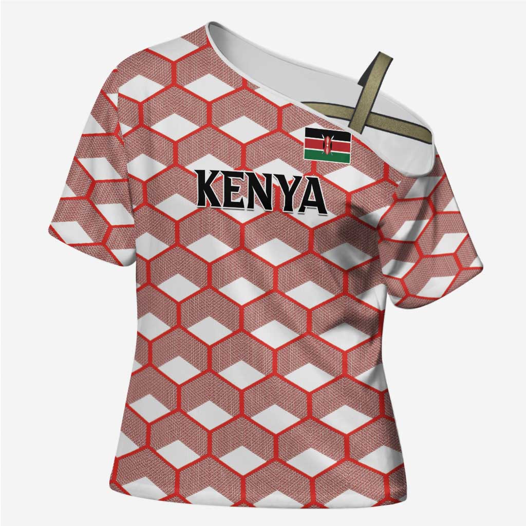 Personalized Kenya Athletics White Jersey Cross Shoulder Shirt