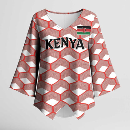 Personalized Kenya Athletics White Jersey Kimono Sleeve Blouse