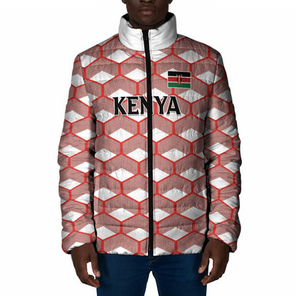 Personalized Kenya Athletics White Jersey Padded Jacket
