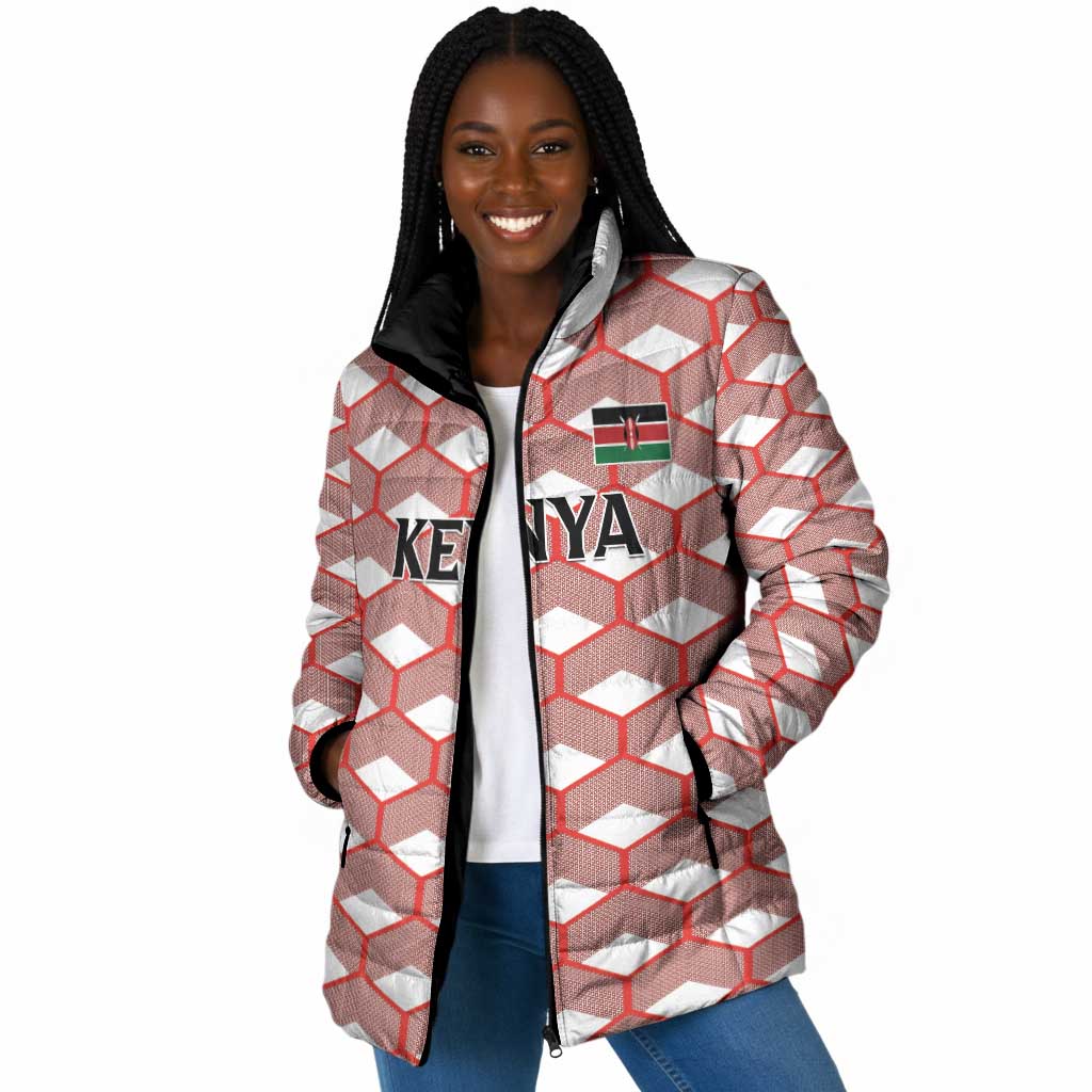 Personalized Kenya Athletics White Jersey Padded Jacket