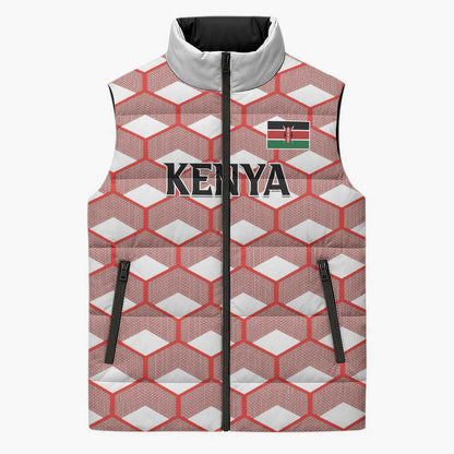 Personalized Kenya Athletics White Jersey Sleeveless Puffer Jacket