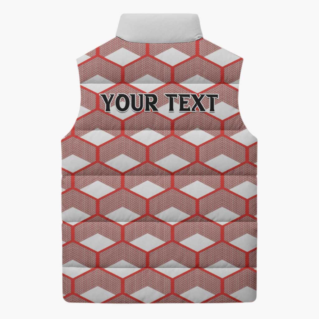 Personalized Kenya Athletics White Jersey Sleeveless Puffer Jacket