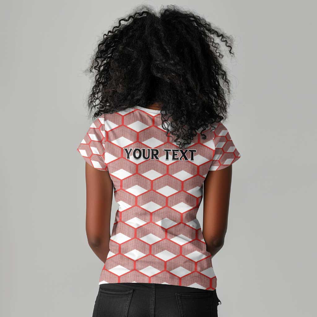 Personalized Kenya Athletics Women V-Neck T-Shirt White Jersey - African Pride