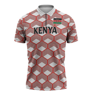 Personalized Kenya Athletics White Jersey Zipper Polo Shirt