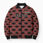 Personalized Kenya Athletics Black Jersey Bomber Puffer Jacket