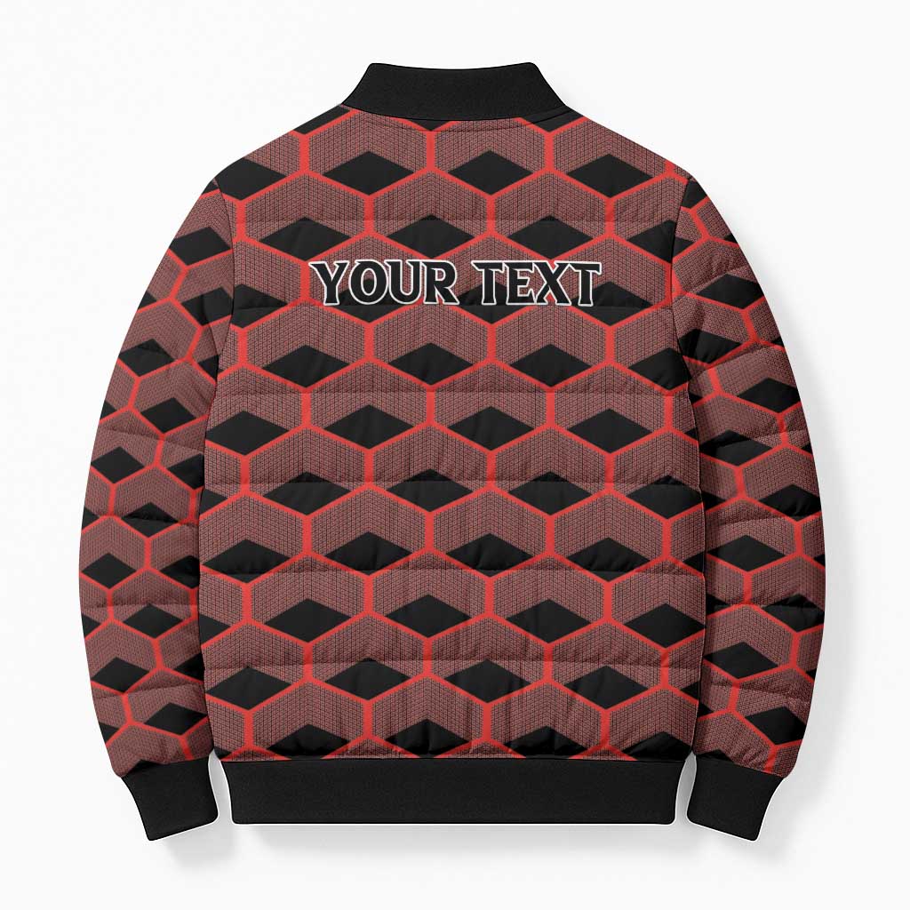 Personalized Kenya Athletics Black Jersey Bomber Puffer Jacket