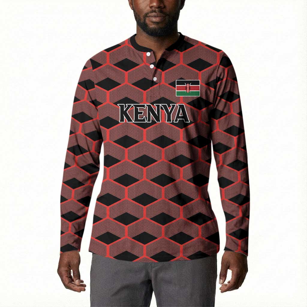 Personalized Kenya Athletics Black Jersey Button Sweatshirt
