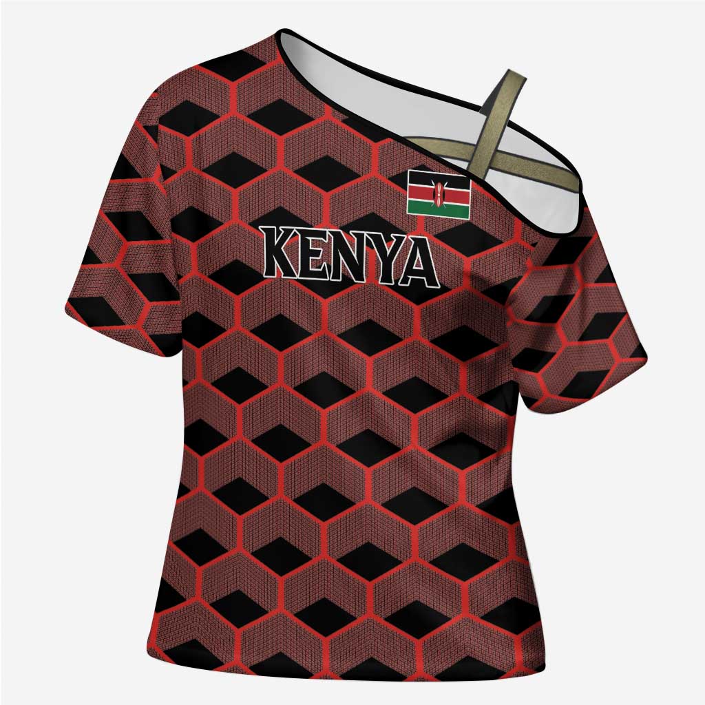 Personalized Kenya Athletics Black Jersey Cross Shoulder Shirt